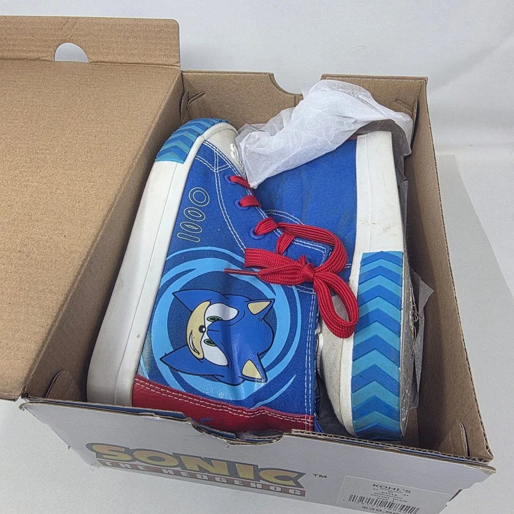 Sega Sonic the Hedgehog Shoes Kids Size 4 Blue High Top Sneakers Ground Up